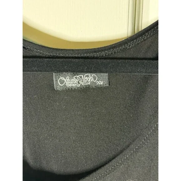 Lauren Moshi Tank Top w/lace sides and back black size XS NEW - Picture 5 of 5